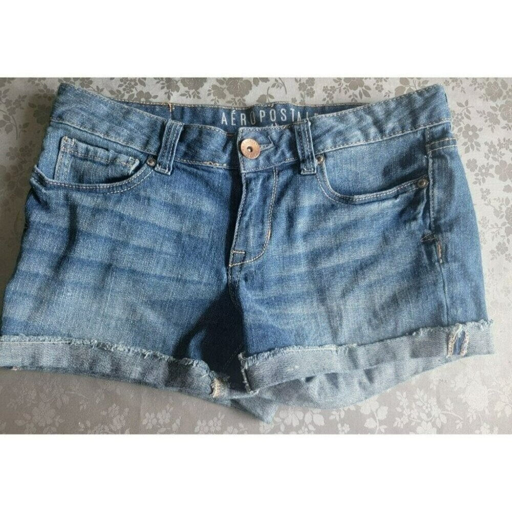 Aeropostale Denim Distressed Shorts Size 2 Midi XS Cowgirl Country Rockabilly